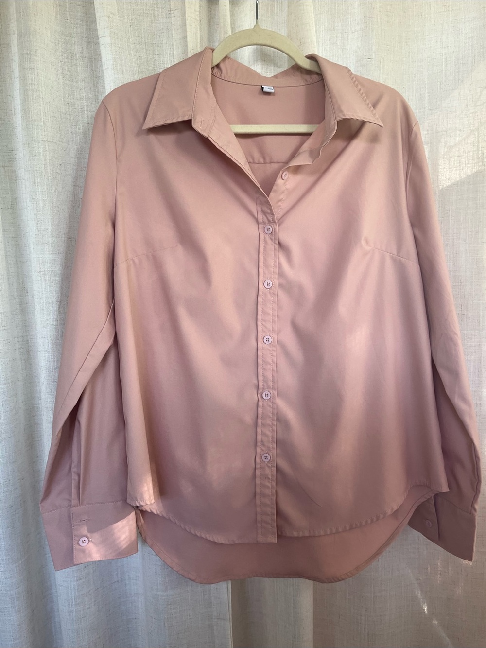 LUXURY  Dusty Rose Button-Front long sleeves shirt L